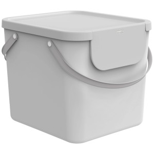 Panier à linge blanc Rotho Albula 40L avec couvercle et poignées, incl. autocollants.