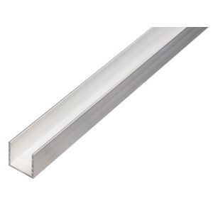 U-Profil aus Aluminium, 25x25x1000 mm, ideal für Schutz und Stütze von Konstruktionen.