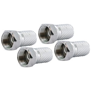 Lot de 4 connecteurs F Schwaiger (7 mm) à visser pour câbles d'antenne.