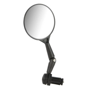 Specchietto retrovisore per bici Fischer 3D grandangolare nero per montaggio all'estremità del manubrio.