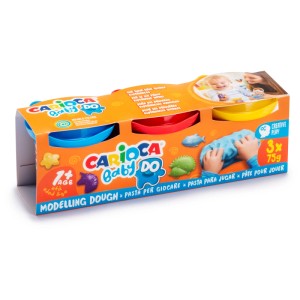 Carioca Baby Do Modelliermasse, 3 Farben (Blau, Rot, Gelb), für Kinder ab 1 Jahr.