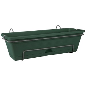 Elho Balkonkasten Green Basics, laubgrün, mit Halterung für Geländer bis 6 cm Breite.