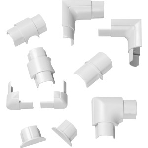Kit d'accessoires pour goulotte D-Line, 10 pièces, blanc, pour des connexions et terminaisons de câbles propres.