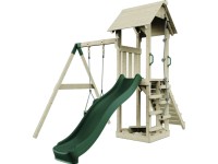 PolarPlay Spielturm Göteborg Babyschaukel Rutsche Dunkelgrün