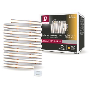 Paulmann MaxLED 500 Striscia LED COB 2,5m, bianco caldo, con confezione e piccolo connettore.