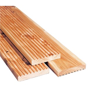 Lames de terrasse en douglas rainurées, 2,8x14,5x200 cm, pour terrasses durables.