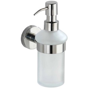 Wenko Bosio Shine dispenser sapone in vetro e acciaio inox, montaggio a parete.