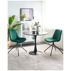 Beliani Esszimmerstühle Navasota, 2er-Set, smaragdgrüner Samtstoff, Retro-Design mit Metallbeinen.