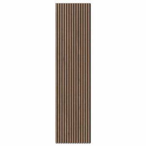 Pannello acustico da parete noce naturale, MDF con feltro acustico nero, 240 cm, certificato FSC®.
