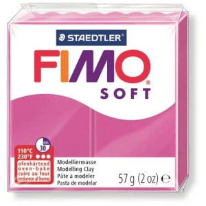 Fimo Soft Modelliermasse in Himbeerrosa, 57g Packung für kreative Modellierprojekte.