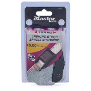 Sangle d'arrimage Master Lock, 5 m, avec fermeture à pince, force de serrage 150 kg, pour voyage et transport.