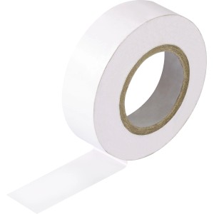 Ruban isolant blanc, 15 mm x 10 m, pour installation électrique et isolation.