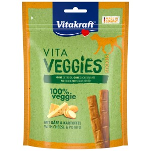 Vitakraft Vita Veggies Sticks Formaggio, confezione da 80g di snack vegetariani per cani.