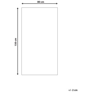 Maße des Beliani Outdoor-Teppichs Balasore: 80 cm breit, 150 cm lang. Rechteckige Form mit Toleranz +/- 2 cm.