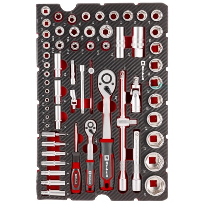 Einhell Werkzeug-Pad Stecknüsse und Ratschen E-Case 60-tlg.