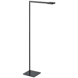 Lampada da terra a LED in metallo nero, altezza 108 cm, con luce bianca calda (3000 K) e potenza 6 W.