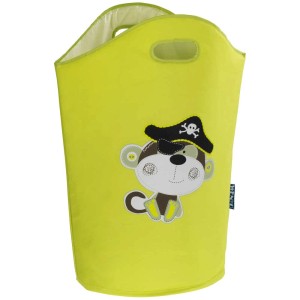 Cesto portabiancheria Wenko Kids Anton, verde-beige, scimmietta pirata, 24 l.