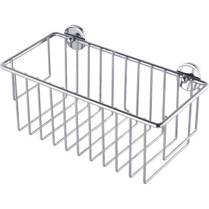Étagère de douche chromée Tesa Baath Plus avec fond profond pour un rangement sécurisé des accessoires de douche.
