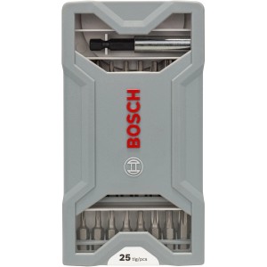 Set di inserti per avvitatori Bosch, 25 pezzi, Pro X-Pro Line, con vari inserti e portainserti magnetico.