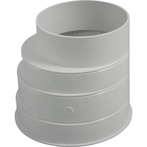 Riduzione bianca Marley 125/100 mm per sistemi di condotti piatti e tubi tondi.