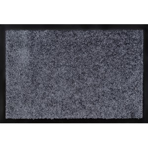 Paillasson gris, 40x60 cm, en polyamide avec dos antidérapant pour usage intérieur.