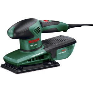 Vue détaillée de la ponceuse vibrante Bosch PSS 200 A avec système microfiltre.