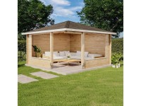 5-Eck Gartenlaube Maik-40 Natur 425 cm x 425 cm, imprägniert