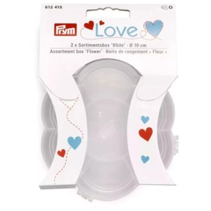 Prym Love, scatola assortimento, 2 contenitori in plastica trasparente a forma di fiore per piccoli oggetti.