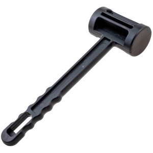 Mazzuola in gomma nera (30 cm) con estrattore per picchetti da campeggio.