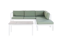 Beliani Garten-Ecksofa-Set Messina Aluminium Weiss / Grün