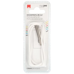 Profilo di design Modino Priamos, bianco (RAL 9003), per scatole di derivazione. Design espressivo.