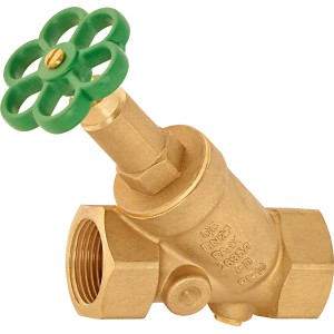 Robinet KFR en laiton 25 mm avec volant vert pour réguler le débit.
