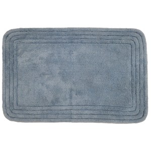 Tappeto bagno Diaqua Arco, cotone, blu denim, 55x65 cm. Tappeto rettangolare con bordo a gradini.