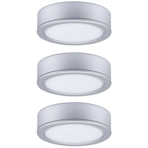 Paulmann Pukk LED spots sous meuble, lot de 3, chrome mat, blanc chaud, Ø 6,5cm.