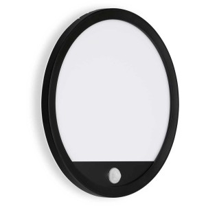 Schwarze, runde Telefunken LED-Aussenleuchte Nizza mit Sensor, 15W. Ideal als Aussenwandleuchte.