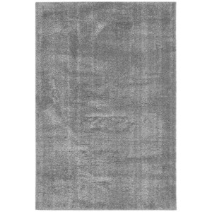 Grauer Hochflorteppich Gela, 60x110 cm, aus Polyester. Flauschiger, moderner Teppich für Wohnräume.