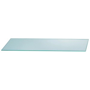 Mensola in vetro a forma di cristallo, vetro trasparente, 60x14cm, per montaggio a parete in bagno.