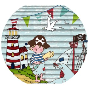 Lampada a sospensione multicolore Näve Japanballon Kid Pirata per camerette, motivo pirata, Ø 40 cm.