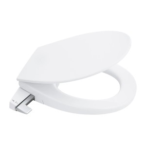 Sedile WC doccetta in ceramica Grohe QuickFix Bau bianco con chiusura rallentata.
