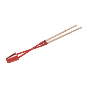 Cavaterra Ideal con pale in acciaio rosso e manici in legno per scavare buchi.