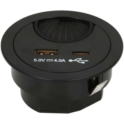 Kabeldurchführung mit USB/A- und USB/C-Charger Schwarz