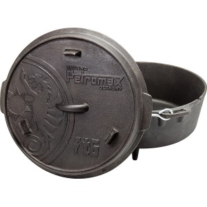 Petromax Dutch Oven FT6, 5.5 l, nero, con coperchio. Pentola in ghisa per grigliate e falò.