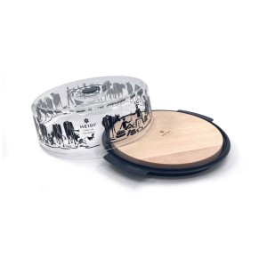 Heidi Cheese-Line formaggio box Alpes, trasparente, Ø 26cm. Campana per formaggio con tagliere in legno per la conservazione.