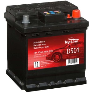 Batteria d'avviamento TopLine DS01, 12V 40Ah per auto senza sistema start-stop.