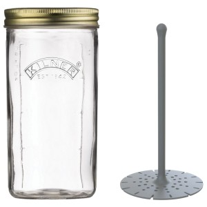 Bocal à cornichons Kilner en verre, transparent, 1 l, avec élévateur pour un retrait facile.