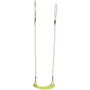 Siège de balançoire en plastique vert avec cordes pour toboggans et balançoires.