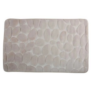 Tappeto bagno beige MSV effetto ciottoli con memory foam, 50x80 cm.