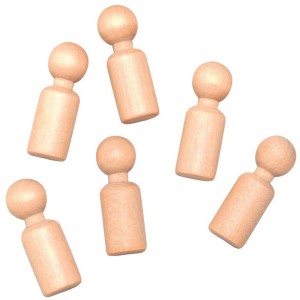Set di 6 figure in legno di faggio, 13x38mm, per bricolage e pittura.