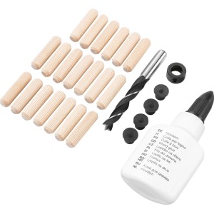LUX-TOOLS Kit de tourillons Ø 6 mm : kit de 32 pièces avec tourillons, colle à bois, foret et butée de profondeur.