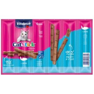 Vitakraft Cat Stick Classic Salmone, 6 pezzi. Snack per gatti al pesce.